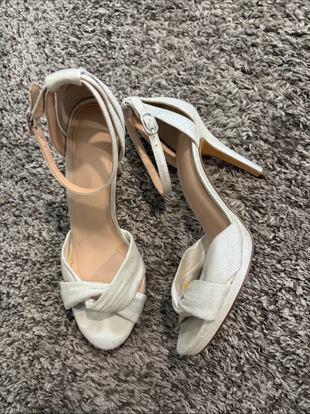 a new day Ivory Knotted Ankle-Strap Stiletto Heels